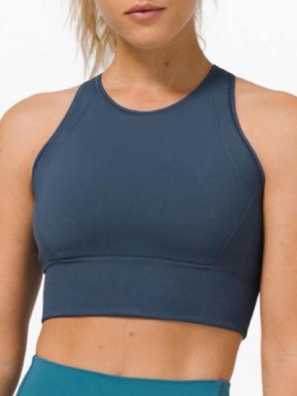 Lululemon Blue “Ebb to Train” Razorback Sports Bra